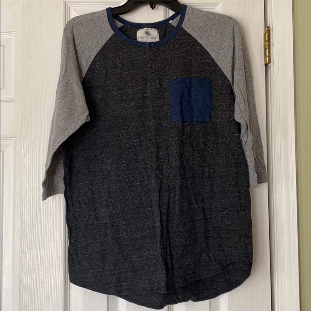 Grey and Navy Baseball Tee